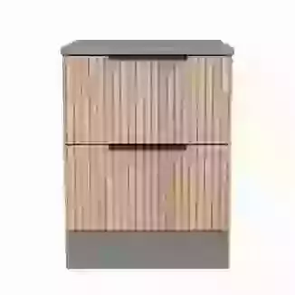 Jive 2 Drawer Bedside Chest Choice Of 4 Colours with Slatted Oak Effect Drawer Fronts